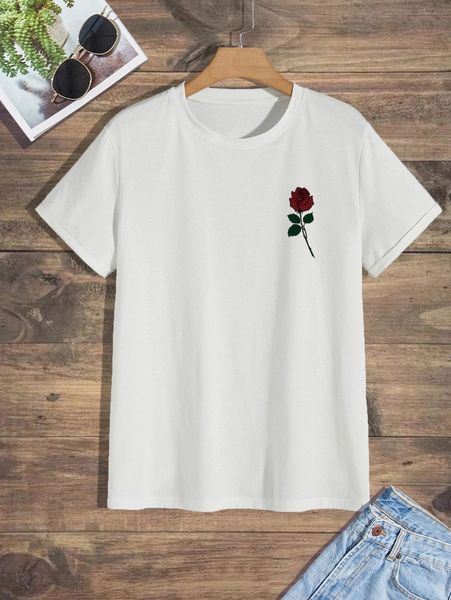 

men floral print tee x09z#, White;black