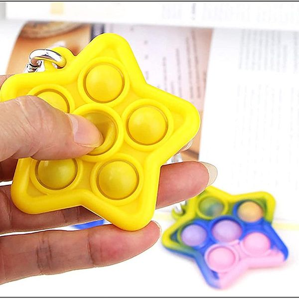 

keychains anxiety push bubble sensory stress toy special needs relief creative gifts, Silver