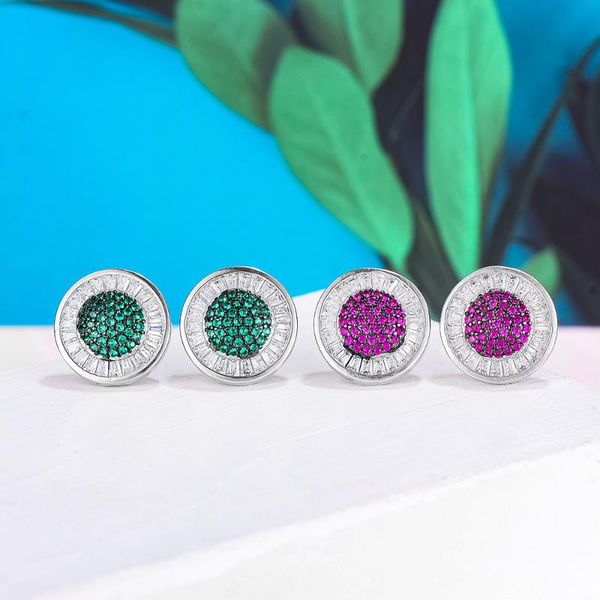 

stud godki initial danity round earrings for women wedding party cubic zirconia cz dubai bridal boucle d'oreille femme, Golden;silver