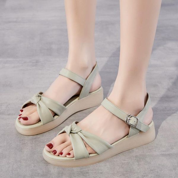 

sandals 100% genuine leather shoes women fashion ladies summer holiday cow casual woman wedges a3511, Black