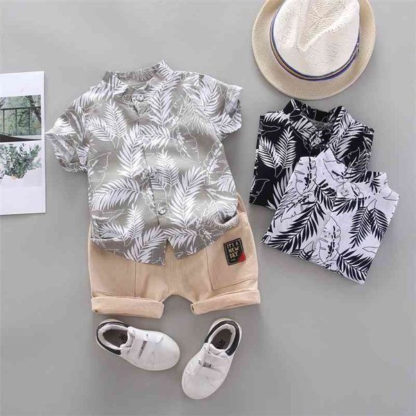 New Summer Toddler Baby Boy manica corta Cartoon Pattern Shirt Top Shorts Set abbigliamento per bambini per ragazzi Y210326