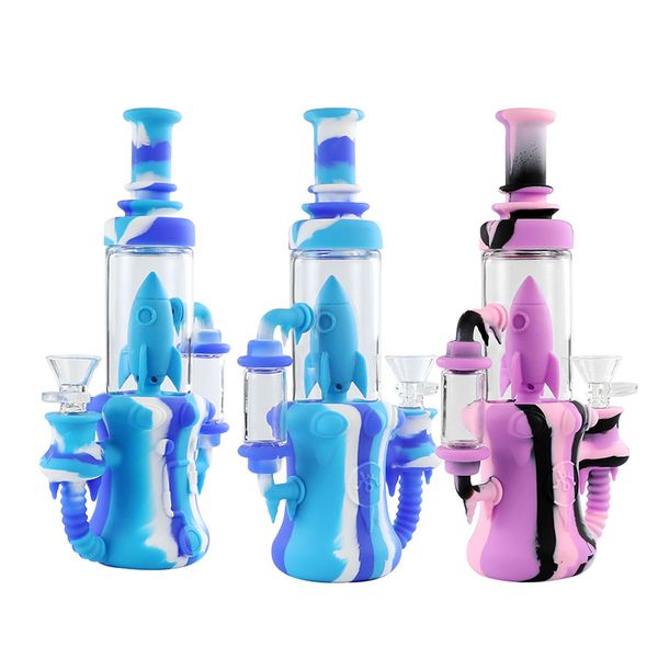 Nuovo arrivo modello dispaly silicone fumo narghilè acqua colorato riciclaggio tubo piattaforma petrolifera bong in vetro