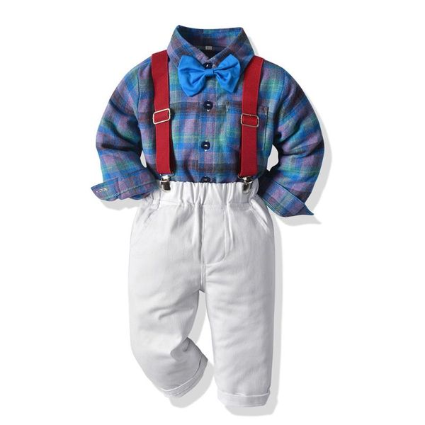 

family matching outfits korean children's clothing, autumn suit, trendy brand boy shirt, cotton plaid contrast color, handsome boy&#039, Blue