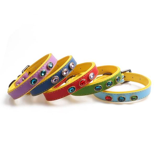 

dog collars & leashes jeweled rhinestone fancy collar necklace pet leather for dogs small medium large luxury accessories