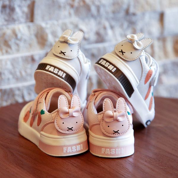 

girls sneakers for kids shoes baby girls toddler shoes rabbit ear fashion leather casual soft sport running childrens shoes, Black;red