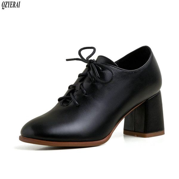 

dress shoes 2021 fashion women pumps high heels rubber sole black platform spring autumn leather female promotion