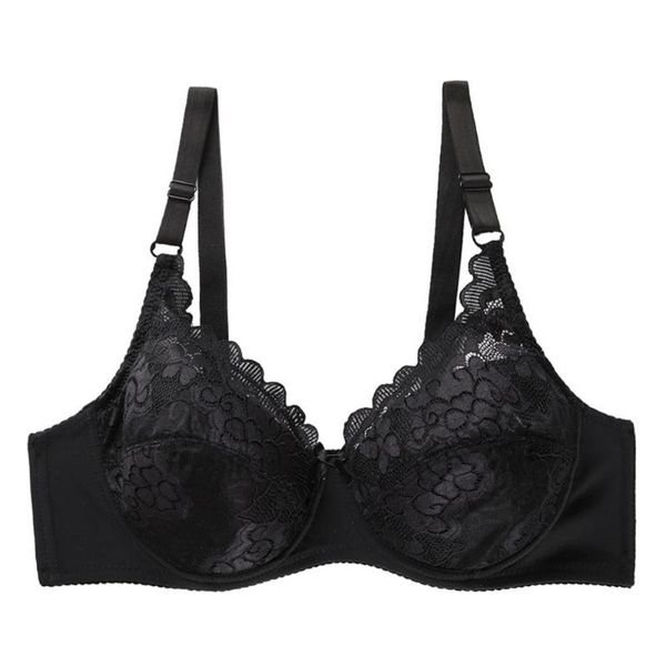 

bras women plus size adjustable breathable three-breasted underwear underwire push up lingerie for lady, Red;black