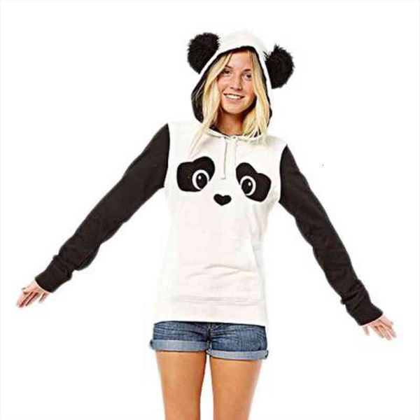 

cute panda hoodies autumn sweatshirt women pullover female lovely panda print sweatshirts for ladies autumn hoodies pull femme, Black