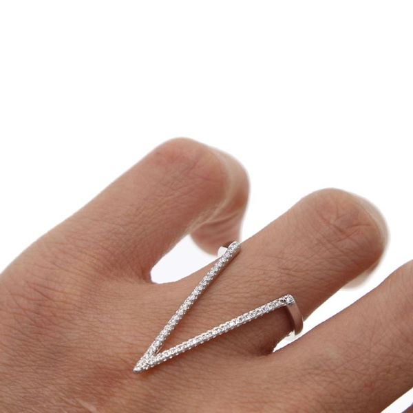 

wedding rings big long v cz chevron women finger ring silver color elegant fashion jewelry micro pave small stone full, Slivery;golden