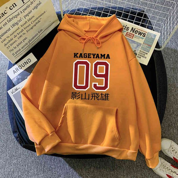 

men's hoodie, wool kageyama haikyuu printed street cloth, japane animation warm cloth, autumn 2021, Black