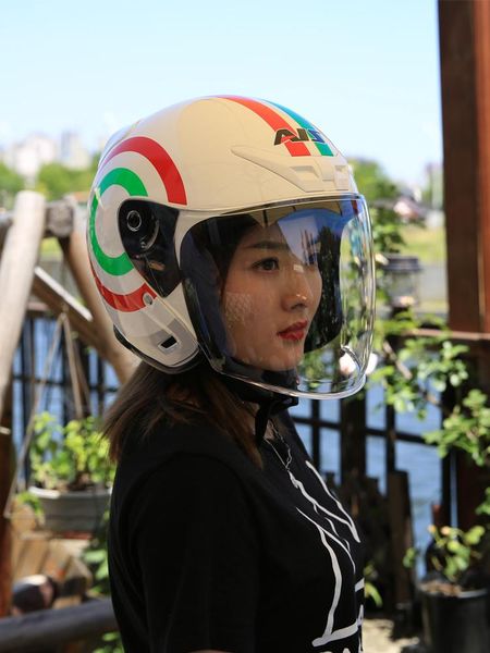 

motorcycle helmets electric car battery helmet men's and women's half covered locomotive safety double lenses summer seasons