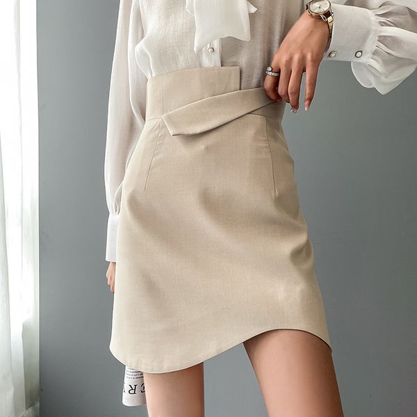 

skirt 2021 summer waist hem women mini skirt femme faldas jupe saia, Black