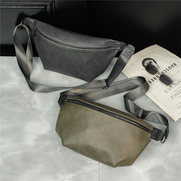 

waist bags retro simple men luxury chest casual purse handbag quality leather bag male trend fashion crossbody shoulder