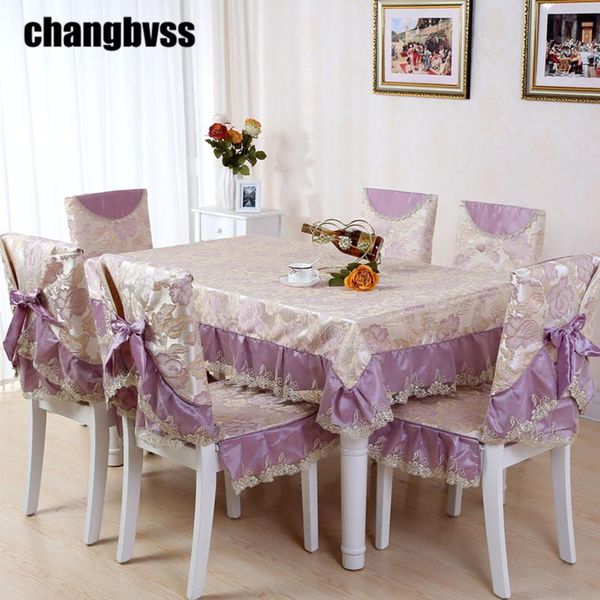 

9pcs/set large size table cloth for wedding flower pattern dining cover lace tablecloth chair covers rectangle tablecloths