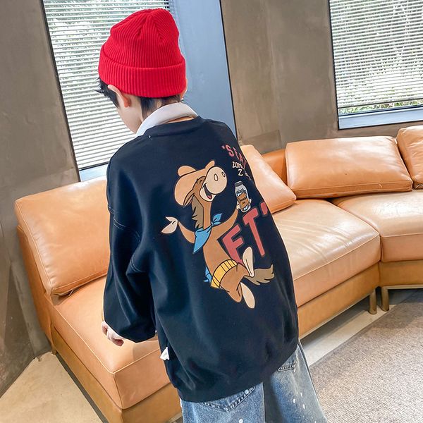 

boys' sweater 2021 foreign style korean version autumn middle large children' cloth spring and, White;blue