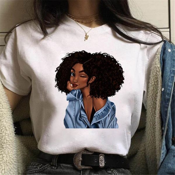 

cool melanin black girl print mens t shirts and women female harajuku for summer hip hop punk tee femme top, White;black