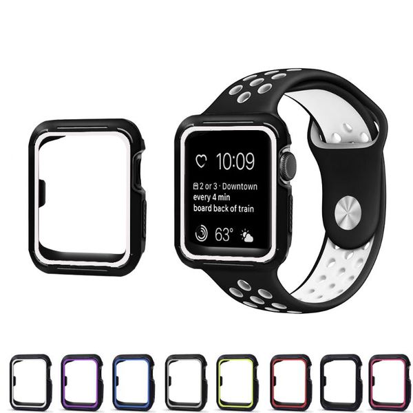 

watch bands silicone protective case 42mm 38mm sreise 3/2/1 rubber, Black;brown