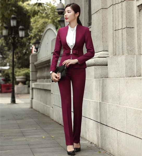 

women's suits & blazers formal wine red blazer women business with pant and jacket set ladie work wear office uniform design styles, White;black