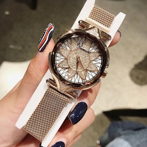 

wristwatches big dial fashion watches office lady beautiful clocks flower shape hours light luxury style women s, Slivery;brown