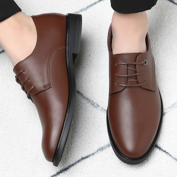 

dress shoes men genuine leather oxford for wedding s formal business lace-up b5en, Black