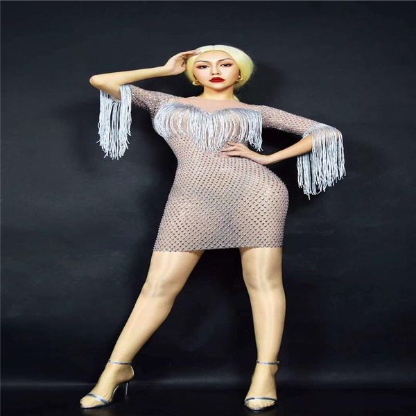 

party decoration h33 celebration performance tube mesh rhinestone dress sparkling crystal stripes charming siamese skirt diamond ta