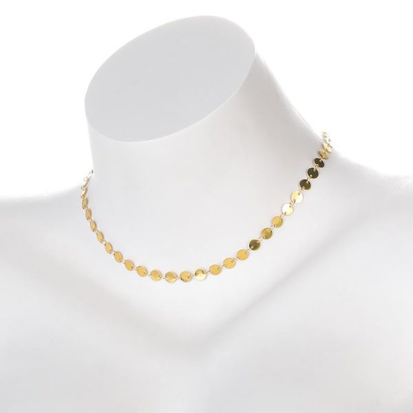

chokers minimal round disc choker necklaces for women fashion jewelry stainless steel chain friendship necklace collier femme bff gifts, Golden;silver