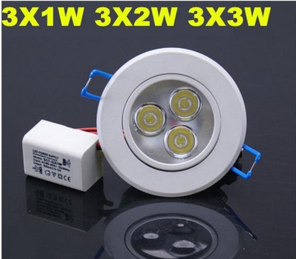 Gömme LED Downlight 3 W 6 W 9 W Dim Dim Tavan Lambası AC85-265V Beyaz / Sıcak Beyaz Aşağı Alüminyum Isı Lavabo Kolaylık Işık