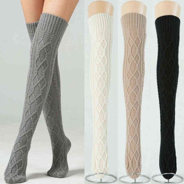 

women winter knit thigh high over the knee socks long stockings leggings warmers stockings 75 cm y1119, Black;white