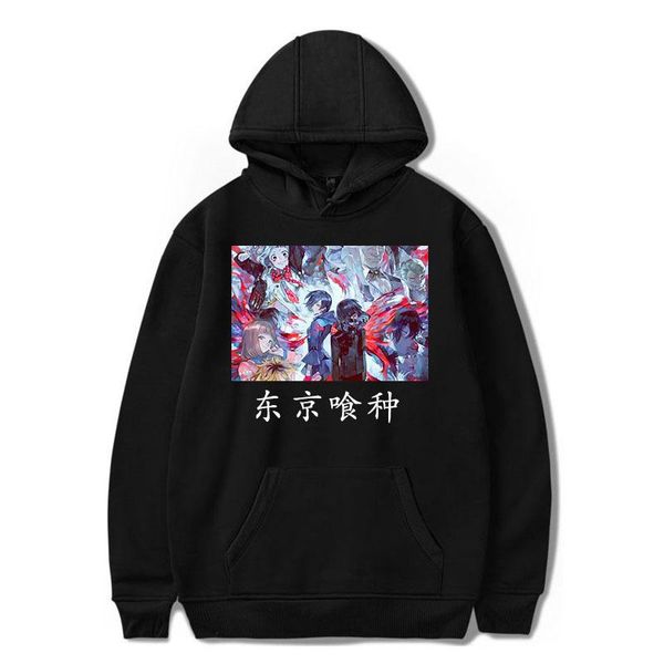 

men's hoodies & sweatshirts anime tokyo ghoul kaneki ken men/women hoodie korean casual loose long sleeve contrasting color sweatshirt, Black