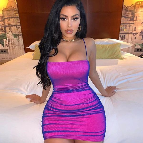 

ruched mesh woman dress night club party bodycon spaghetti strap mini dresses 2021 spring summer fashion backless vestidos casual, Black;gray