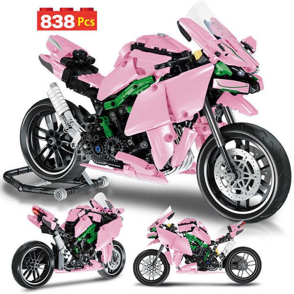 836 stücke Stadt Off-road Motorrad MOC Modell Bausteine Creator Technische Racing Auto Motorrad Ziegel Spielzeug für Kinder Geschenke q0823