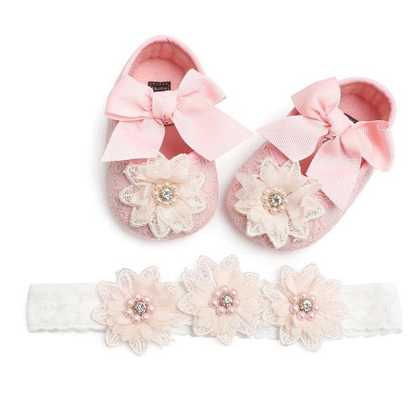

first walkers baby girl sequins bowknot fashion toddler kid shoes+1pc hairband