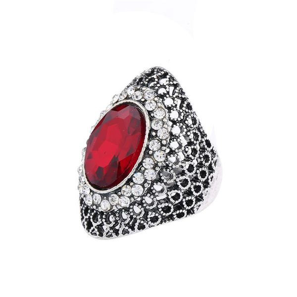 

fashion silver ring jewelry retro big glass high polish for women wedding party vintage punk size 7-9 cluster rings, Golden;silver