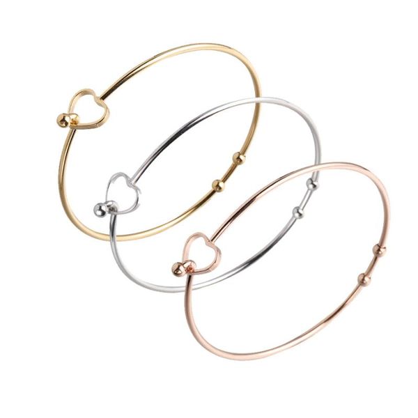 

stainless steel initial heart bracelets & bangles for women charms sliver/gold jewelry bangle valentines gift, Black