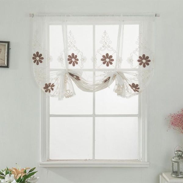 

curtain decorative beautiful polyester embroidery flower window tulle drape for home curtains panel living room kitchen & drapes