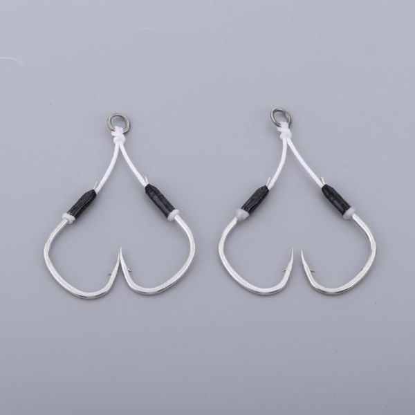 

fishing hooks 2 pieces carbon steel jig barbed assist with pe line accessories tackle tool
