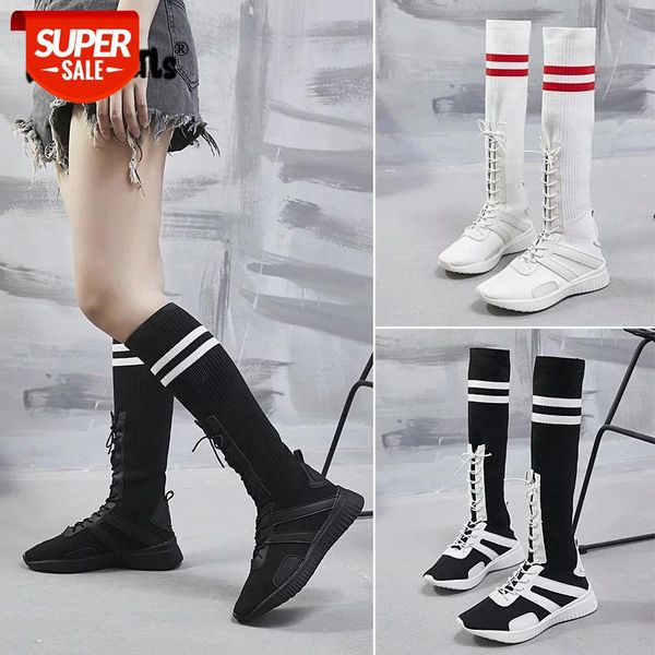 

wheresroad ins super socks boots elastic casual mesh shoes women's high tube summer thin sneakers ping heel sports drop ship #sg2f, Black