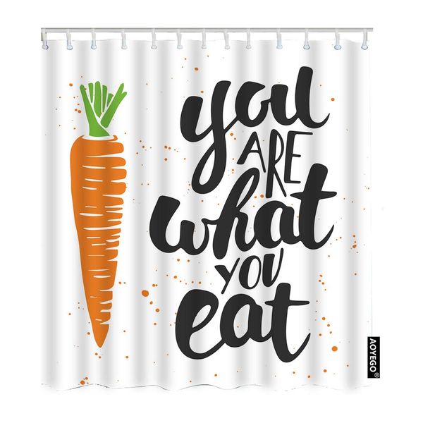 

quote bathroom shower curtain word you are what you eat with rabbit carrot doodle polka dot curtains home long polyester fabric