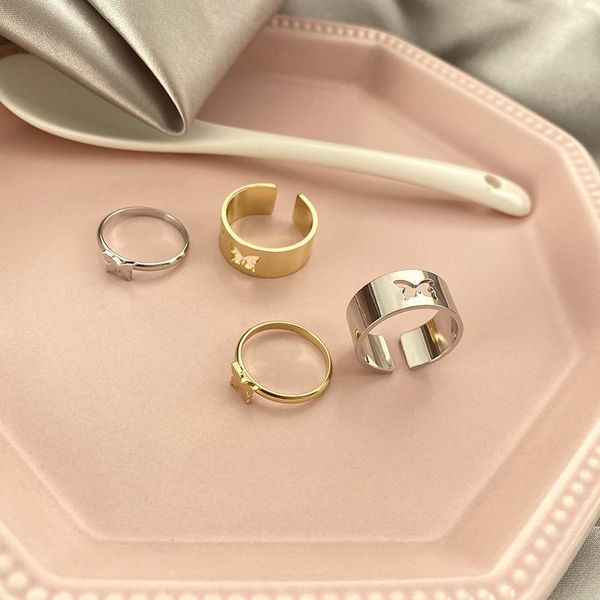 

punk simple style hollowbutterfly ring couple lovers gif for lover jewelry cluster rings, Golden;silver