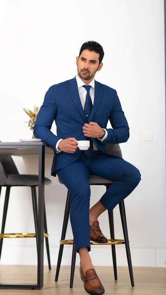 

men's suits & blazers arrival slim fit man suit blue notch lapel business casual tuxedo 2 piece(jacket+pant)custom made wedding for, White;black