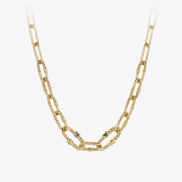 

chains enfashion goth twist choker stainless steel necklace for women zircon necklaces 2021 halloween fashion jewelry colar p213263, Silver