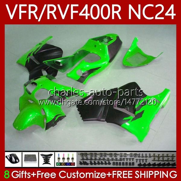 Carroçaria para Honda RVF400R NC24 V4 RVF400 R 1987 1988 Corpo 78No.116 RVF VFR 400 VFR400 R 400RR 87-88 VFR Verde Preto 400R VFR400RR VFR400R 87 88 Motocicleta Kit de Feira