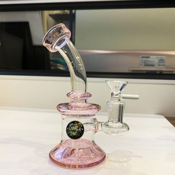 Mini Pink Bong Wasserpfeife Dab Rig Kleine Bubbler Wasserpfeifen Bongs mit Quarzknaller oder Glasschale