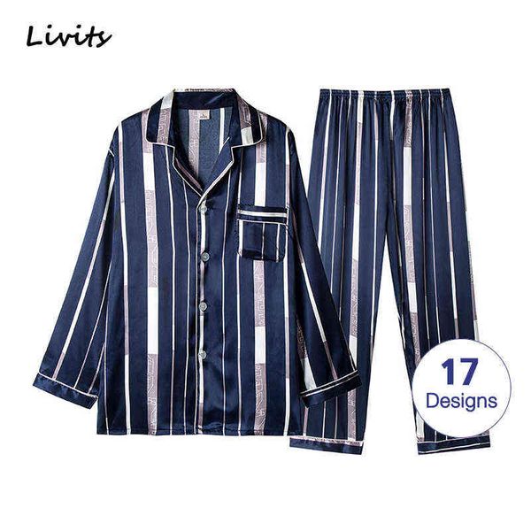 

men pajamas sets satin pyjamas nightwear sleepwear underwear striped printed casual spring summer autumn winter sa0617 211111, Black;brown