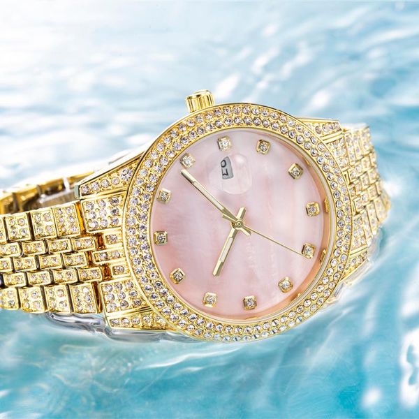 

wristwatches missfox men watches full diamond fashion male quartz iced out bling hip hop waterproof watch auto date relogio masculin, Slivery;brown