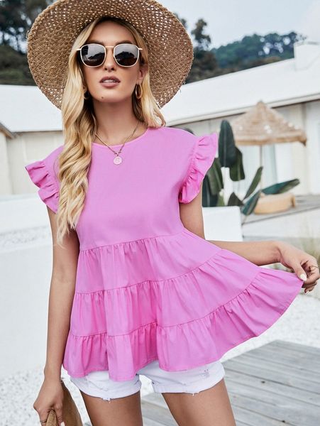 

keyhole back ruffle detail ruffle hem z9et#, White