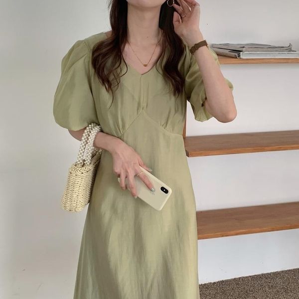 

casual dresses solid sleeves chic femme summer brief retro all match loose gentle vintage ol long es vestidos 3hqw, Black;gray
