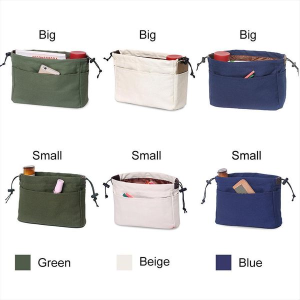 

canvas purse organizer insert with cosmetic bags compartments makeup travel storage handbag wt