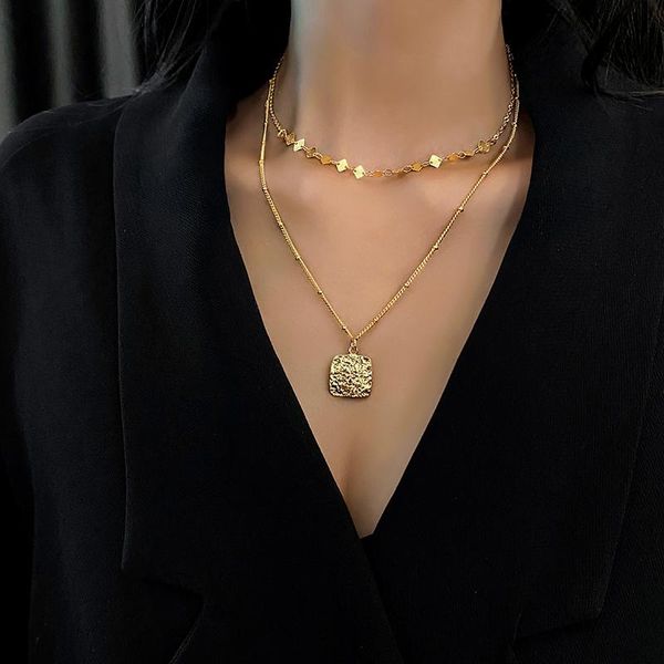 

chains double layer metal necklace european and american temperament net red clavicle chain necklaces for women butterfly, Silver