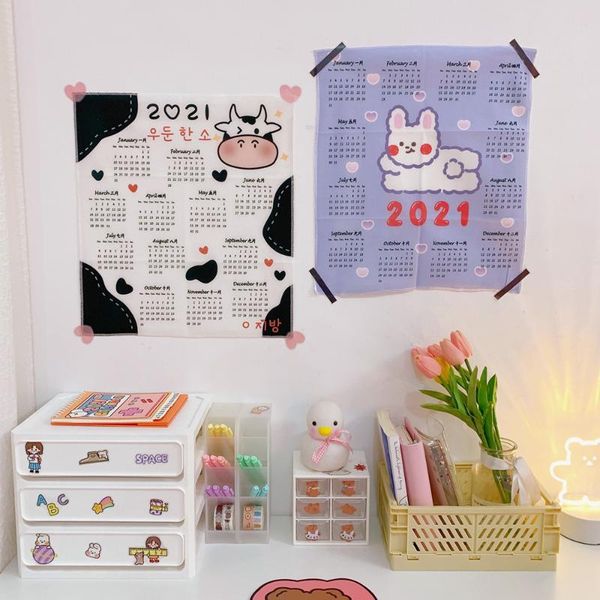 

1pc Tapestry Wall Hanging Korean Background Cloth Ins Cute Decor 2021 Calendar Tumblr Send Sticker Party Gift Favor